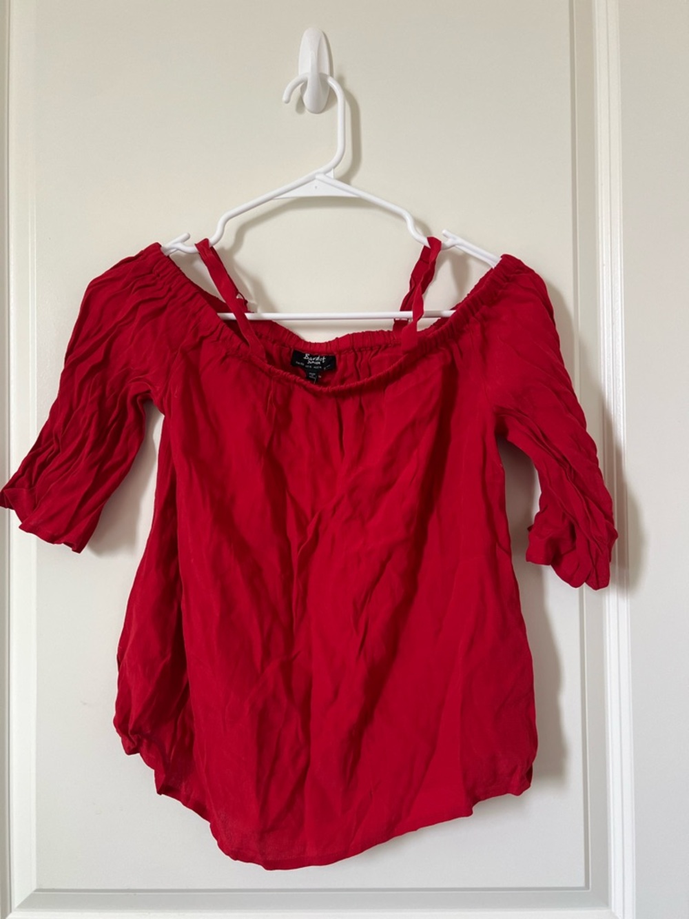 Bardot Red Off-Shoulder Top with Straps